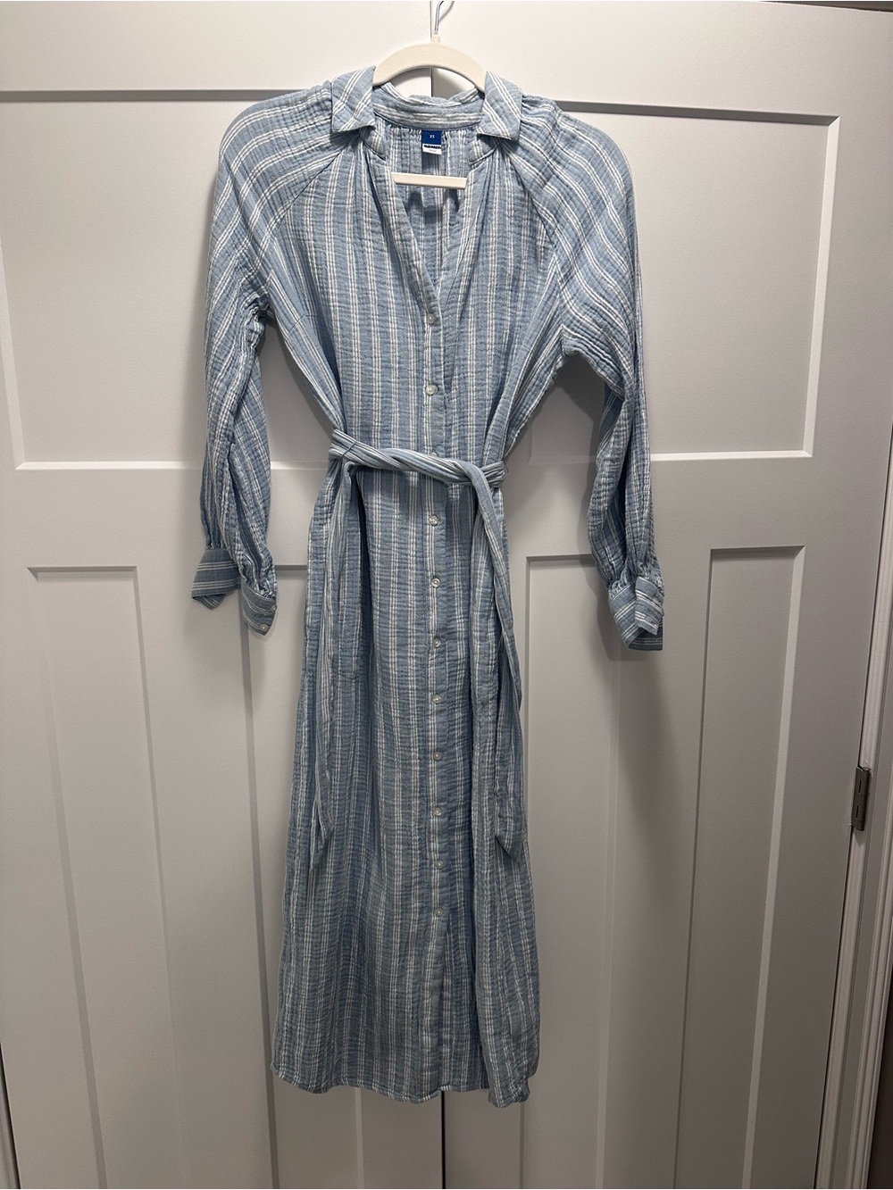 Old Navy 100% Cotton Striped Midi Dress with Waist Tie